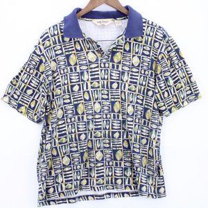 Vintage Cooke Street Hawaiian Polo Shirt Mens Multicolor Short Sleeve Medium M